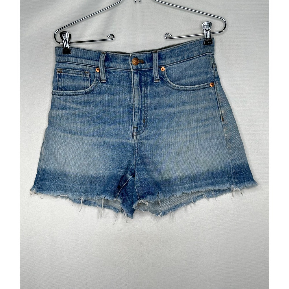 Madewell High-Rise Denim Shorts Light Indigo Frayed Hem Boho Size 26